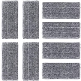 Pack of 8 Replacement Mop Pads, Microfibre Mop Pads, for a Variety of Material Surfaces, Wooden Floors, Tiles, Marble, Painted Surfaces (Grey, 32 x 12 cm)