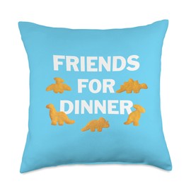 Chicken Nuggets Merch Friends for Dinner Dino Chicken Dinosaur Nugget Throw Pillow, 18x18, Multicolor