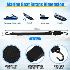 SATINIOR 4 Pcs Boat Trailer Straps Heavy Duty 2" x 48" Boat Tie Down Straps to Trailer Adjustable Transom Tie Down Strap for Trailering Safety with Boating Pontoon