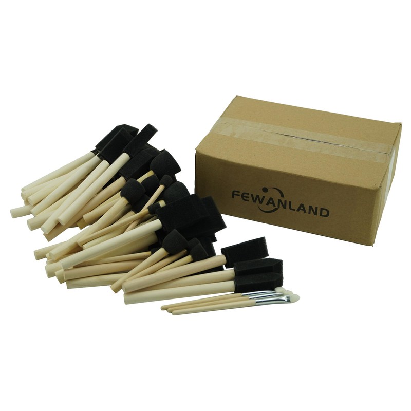 Fewanland Round Stencil Brush and Small Foam Brush Set with