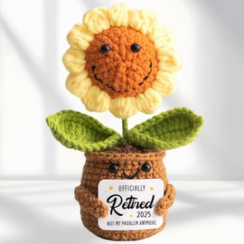 2025 Crochet Sunflower Retirement Goodbye Gifts With A Card-Not My Problem Anymore-For Teacher Woman Mother Boss Coworkers Friend Nurse Birthday Retirement