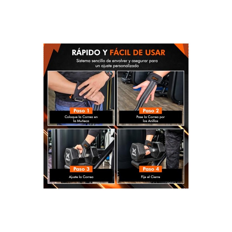 Hyperz - Muñequeras con Straps para Gym Par Muñequeras Acolchado