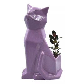 Muna Maceta Geométrica Minimalista De Gato Esmaltada Cerámica