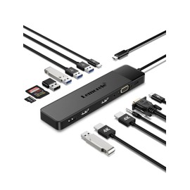Lemorele 13 in 1 USB C Docking Station Triple Monitor w/Dual HDMI 4K, VGA, 5 USB 3.0/2.0, USB C 3.0, 100W PD, SD/TF, 3.5mm Audio, USB C Dock Multiport Adapter for Lenovo, Surface, Dell, HP Laptops