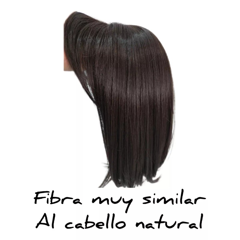 Vegas Extensión Toupe Peluquín Postizo Con Fleco Premium 34cm Clip