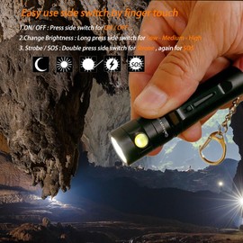 Nitefox U3 Mini Keychain Flashlight USB C Rechargeable Side Switch 500 Lumens High Bright with Built-in Battery Tiny Small Torch for Everyday EDC Emergency Dog Walking Camping Hiking