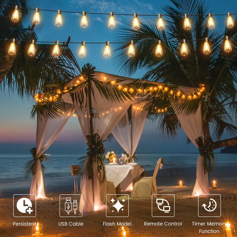 OHLUX 60FT Solar Globe String Lights Outdoor, Shatterproof Solar Patio
