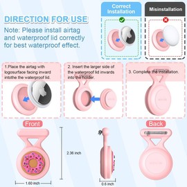 wasserdichte Halterung für AirTag: AIYAAIYA Cute Cartoon Hidden Pin Holder für Kinder Ältere Menschen Kleidung, Full Coverage Soft Silikon Schützendes Zubehör für Kinder Erwachsene (Donut)