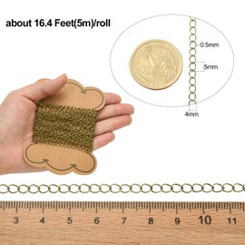 UR URLIFEHALL 16.4 Feet/5m Brass Curb Chains Twisted Chains Antique Bronze Soldered Links Chains for Men Women Jewellery Chain DIY Making