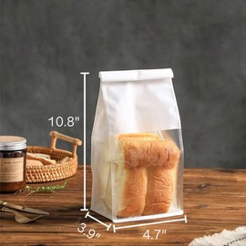 COMIKO 20pcs Bakery Bags with Window- 5.1x4.3x11 Inches Tin Tie Tab Lock Kraft Tin Tie Cookie Packaging Bags Paper Bread Bags Kraft Paper Bags with Window (White, 20 Count (Pack of 1))