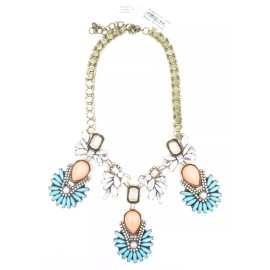 Robert Rose New Eye Catching Statement Necklace with Turquoise & Coral Color Stones #N2398