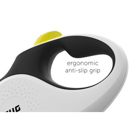 TUG 360° Tangle-Free Retractable Dog Leash with Anti-Slip Handle | 16 ft Strong Nylon Tape | One-Handed Brake, Pause, Lock (Medium, White/Neon Yellow)