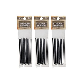 Hair pins 2 1/2” Inch Straight 3 Packs (36 pins) Stainless Steel SILVER Heavy Duty Snagless Handmade use Hairpins instead of Bobby Pins for Wedding/Bridal Up-do's