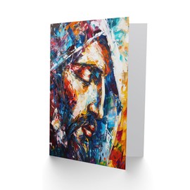 Artery8 Jesus Face Portrait Religious Painting Greeting Birthday Card Him Her All Blank
