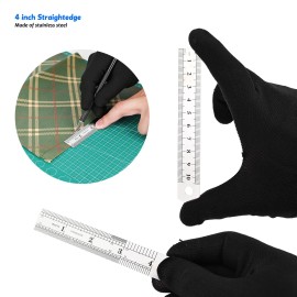 Ehdis Precision Hobby Knife Set Craft 9mm Utility with Extra Blades, Steel Ruler for