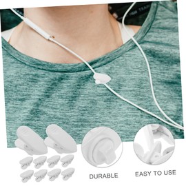 Operitacx 10Pcs Rotate Earphone Cord Clamp Winding Clip for Headphones Lightweight Clothing Clip for Mobile Headsets White