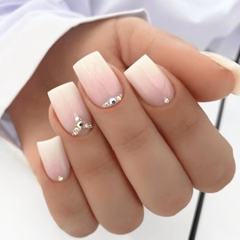 COLORBIRD Z629 Nail Tips, Short, 24 Pieces, White, Nail Tips, Cute, Ballerina, Square