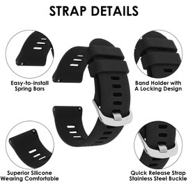 TIESOME Quick Release Silicone Watch Bands Replacement Rubber Watch Straps 18mm 20mm 22mm Smartwatches Bands for Men and Women Waterproof Sport Watchbands with 3 Colors (20mm, Black)