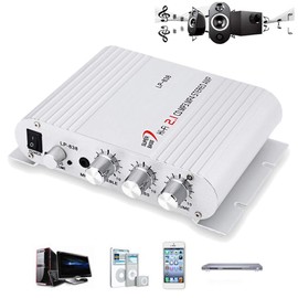 PolarLander Power Car Amplifier Hi-Fi 2.1 MP3 Radio Audio Stereo Bass Speaker Booster Player for Motorbike Home No Power Plug