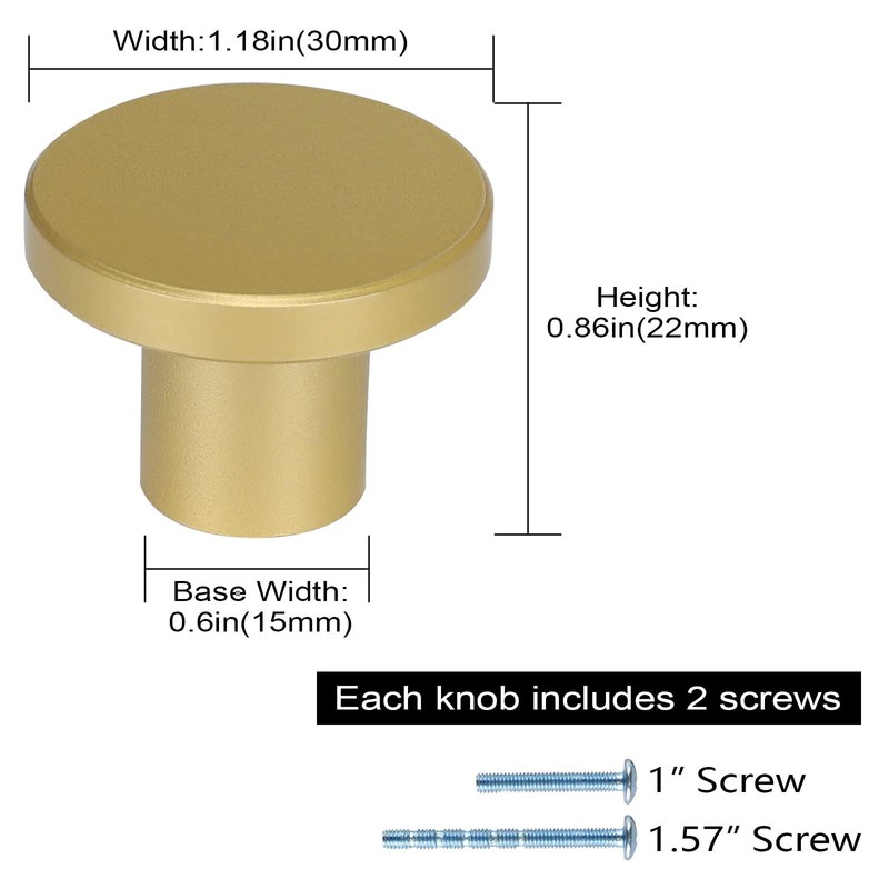 goldenwarm 4 Pack Gold Drawer Knobs Brass Cabinet Knobs Gold