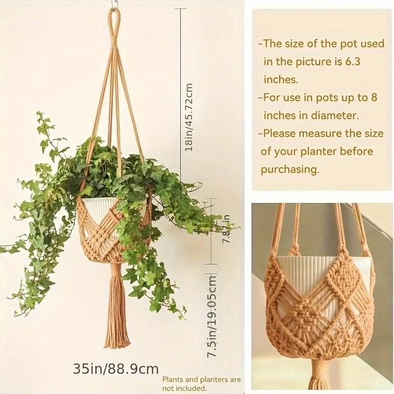 Outdoor Plant Hanger Macrame – Boho Macrame Plant Hanger For