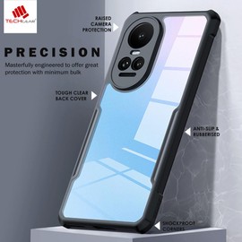 TECHGEAR Tough Case for Oppo Reno 10 5G [Fusion Armour] Premium Hybrid Tough Rugged Protective Bumper Case Heavy Duty Protection with Clear Back Designed For Oppo Reno 10 5G - Black