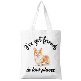 ZYQFN Funny Corgi Canvas Tote Bag for Women, Dogs Lover Gift for Dog Mom, Birthday Christmas Cute Corgi Gifts For Women, Tote Bag for Work College Travel. (010)