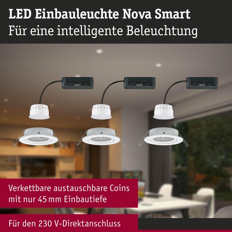 Paulmann Nova Coin 92438 LED Recessed Light Round 84 mm