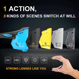 X-TIGER Cycling Glasses Polarised Sunglasses with 5 Interchangeable Lenses TR90 Frame for Men Women Sports Cycling MTB Cycling Glasses UV400 Skiing Driving Fishing Baseball Running Sports Glasses