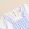 Newborn Baby Boys Girls Ginghem Romper Short Sleeve Plaid Patchwork