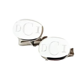 Sterling Silver Cufflinks With Monogram Engraved Oval Style