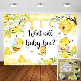 Avezano Honeycomb Bee Gender Reveal Backdrop Sunflower Bumble Bee or Honey Bee What Will Baby Bee Gender Reveal Party Decorations Photography Background Mommy to Bee Party Photoshoot (7x5ft)