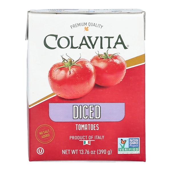 Colavita Italian Diced Tomatoes, Perfect for Chunky Sauces and Pasta Dishes, or as a Topping for Bruschetta and Soups, Tetra Recart Box, Eco-Friendly, Sustainable (Pack of 16)