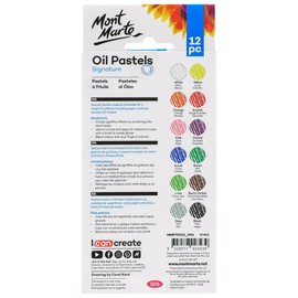Mont Marte Oil Pastels Signature 12pc, 12 Assorted Colors, Vibrant Oil Pastel Set, Great Blending and Layering, Ideal for Art, Craft, Coloring and Sketching