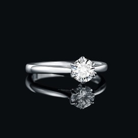 JewelryPalace Classic 0.5ct Round Cut Moissanite Solitaire Engagement Rings for Women, 14K White Gold Plated 925 Sterling Silver Promise Ring for Her, Simulated Diamond Anniversary Wedding Rings L