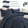 Navy Plaid Comforter Set Queen Size, 3 Pieces Blue Grid