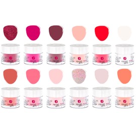 Revel Nail Dip Powder Nail Kit, 12 Pink & Red Shades, Chip Resistant Dip Powder for Nails with Vitamin E and Calcium, DIY Manicure Set, Made in USA