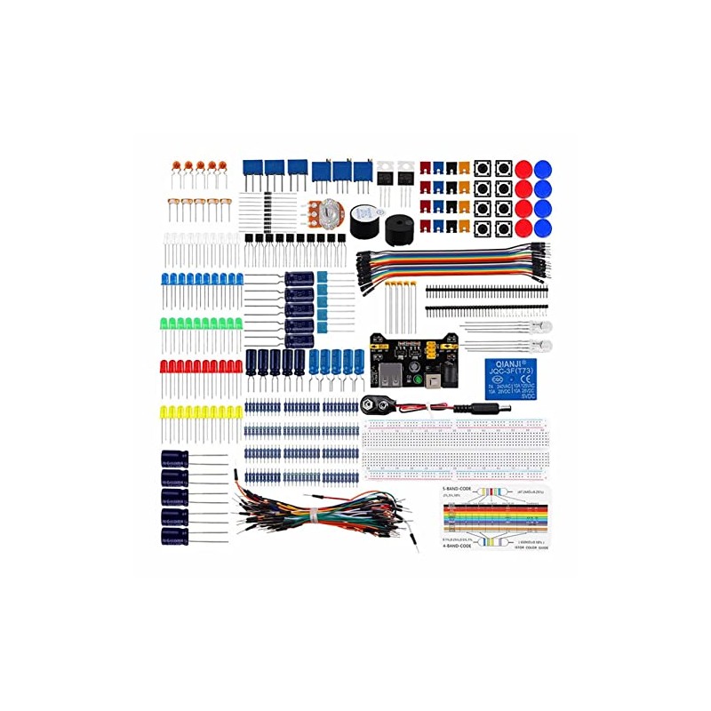Kit de Componentes Electrónicos con Resistor Capacitor Transistor y LED