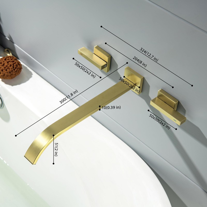 BEIYI Wall Mount Tub Filler Brushed Gold Bathtub Faucet Extra