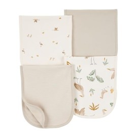 Carter's Baby Boys 4 Pack Cotton Burp Cloths (Ivory/Brown)
