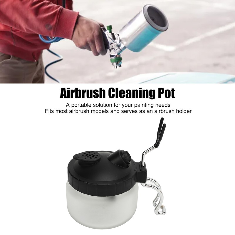 Airbrush Cleaning Pot with Holder Multifunctional Airbrush Wash Cleaner Tools