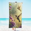 ModaQua Hummingbird Flower Beach Towel, Large Microfiber Quick Dry Lightweight