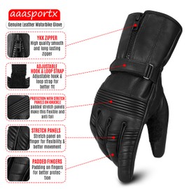 aaasportx Motorcycle Gloves Men's Winter Black Motorcycle Gloves Winter Motorcycle Gloves Winter Men Warm Waterproof Windproof (M)