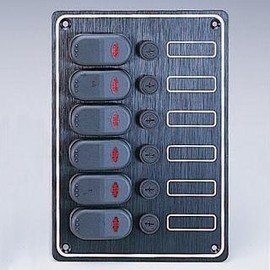 Pactrade Marine Boat 6 Gang Splashproof Aluminum Plate Switch Panel LED Indicator ODM