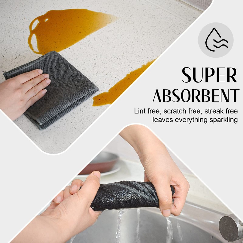SINLAND Microfiber Cleaning Cloth Rag Super Absorbent Kitchen Dish Cloths