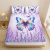 Violet Lavender Butterfly Twin Size Fitted Mattress Pad,Waterproof Fitted Sheet