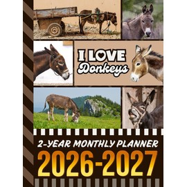 2-Year Monthly Planner 2026-2027: Hardcover / 8.5x11 Dated Organizer With 100 Blank College-Ruled Notebook Pages Combo / 24-Month Schedule / Donkey - Animal Lover Art Theme Cover