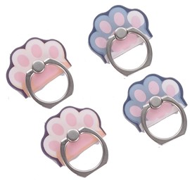 4Pcs Phone Ring Holder Stand, Cute Animal Dogs Cats Paw Ring Stand 360 Rotation Finger Ring Grip Kickstand for Cellphones(Cat Paw)