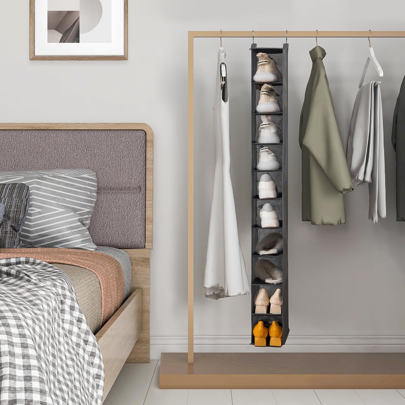 YOUDENOVA Hanging Shoe Organizer, 10-Shelf Closet Shoe Organizers for Closet,