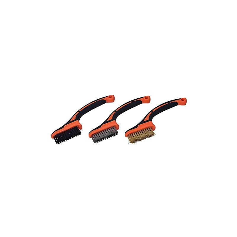 TACTIX 3-Piece Wire Brush Set Mini 17 cm Brass Steel